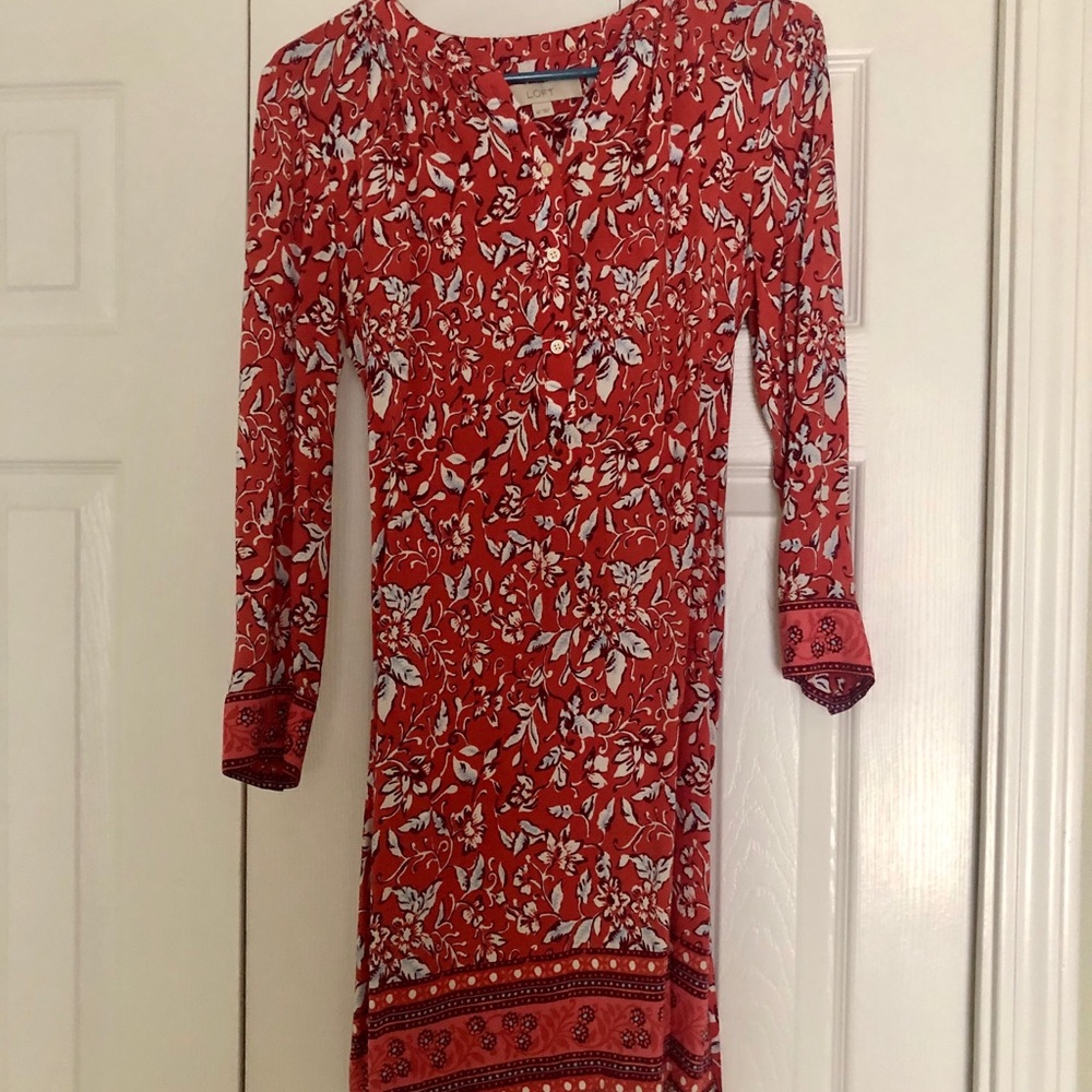 Loft long sleeve tie dress